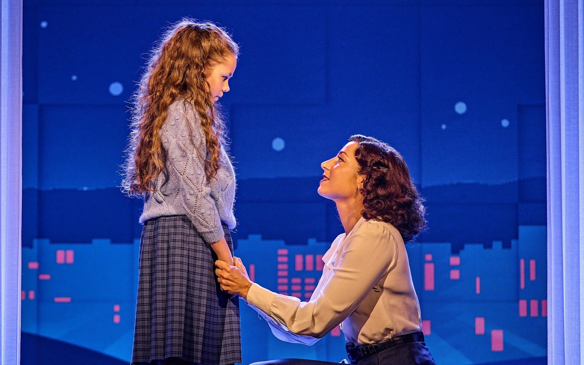 Child and adult in a heartfelt scene from Sinatra The Musical, Westend