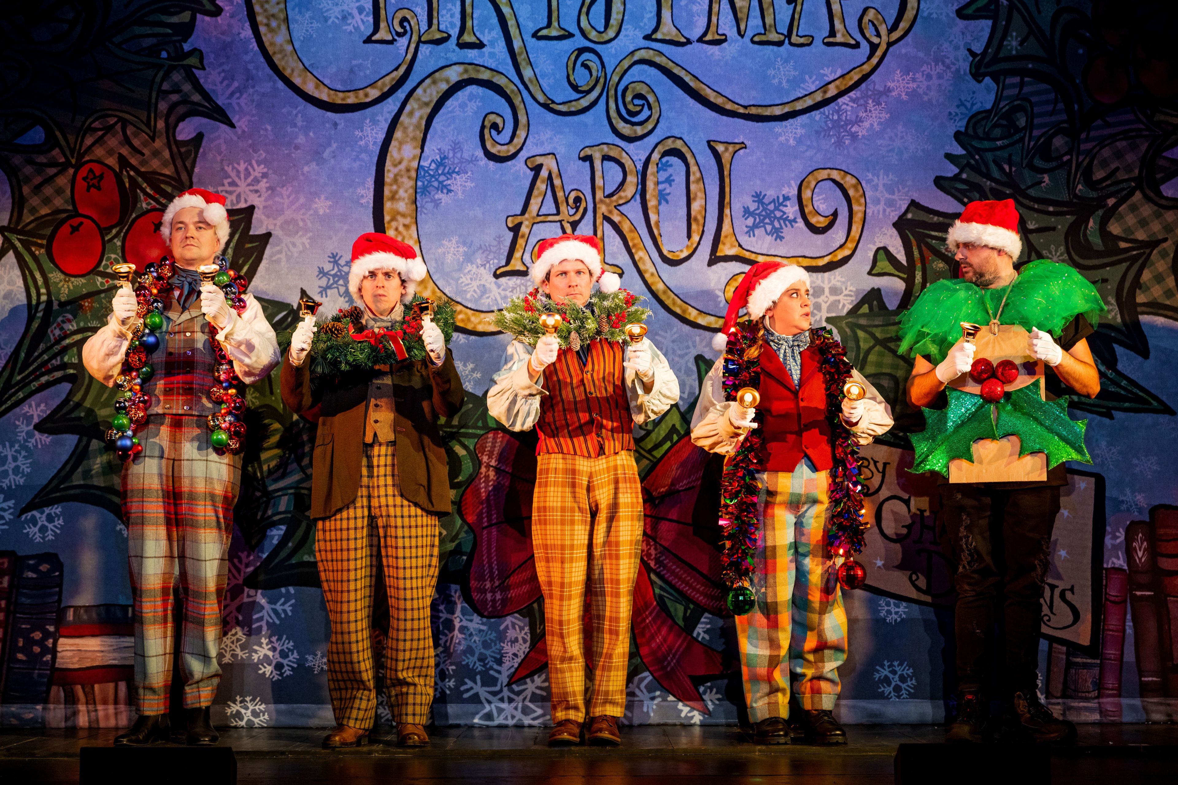Production photograph from Christmas Carol Goes Wrong