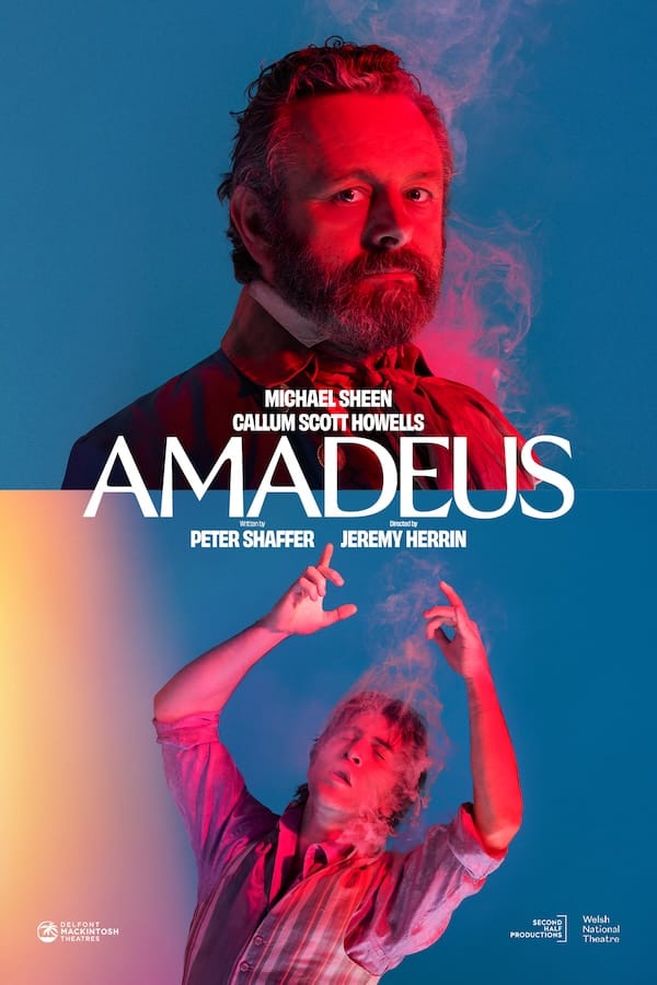 Amadeus key art with Michael Sheen as Salieri and Callum Scott Howells as Mozart