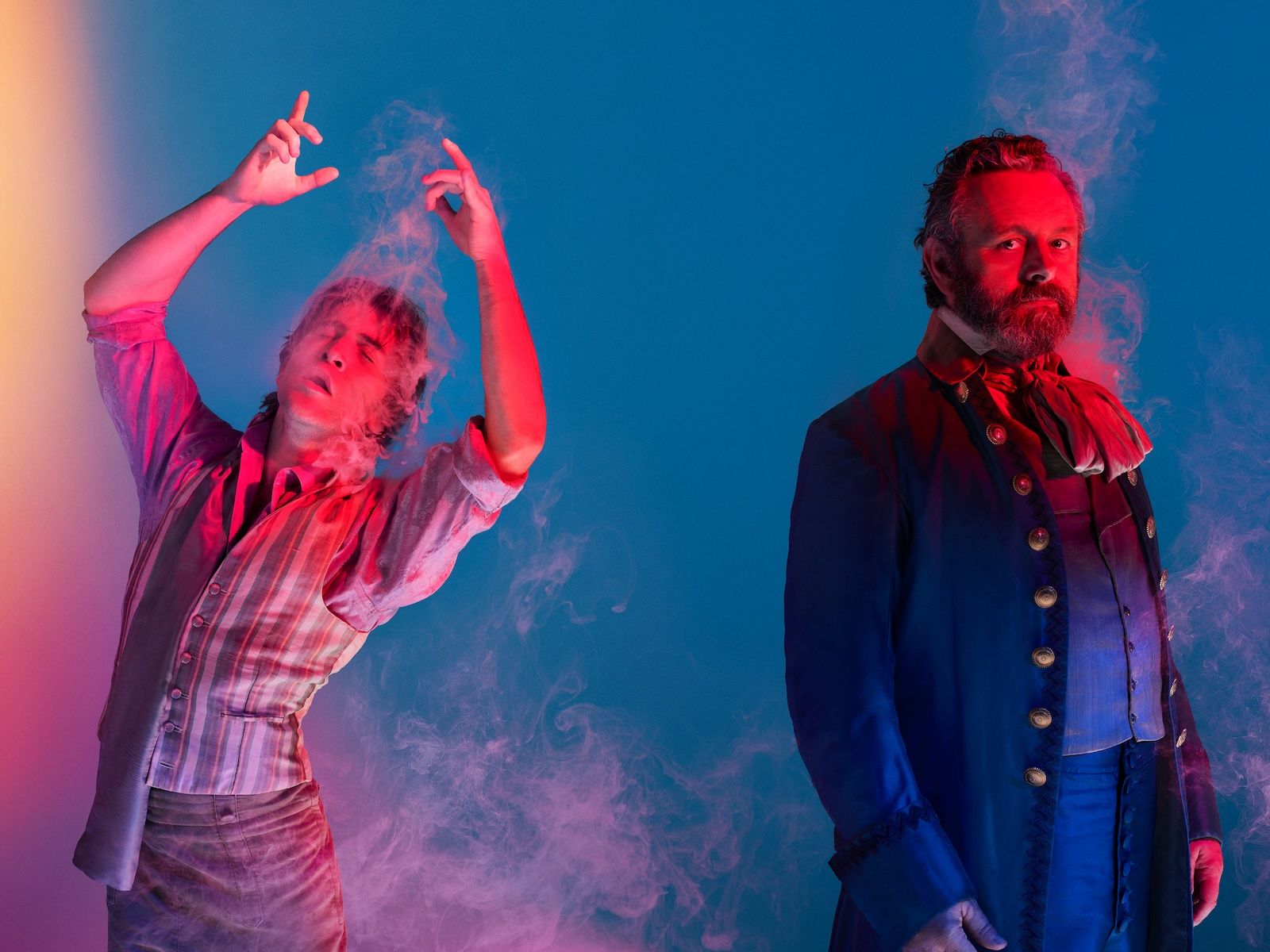 Callum Scott Howells as Mozart and Michael Sheen as Salieri in the Amadeus campaign image