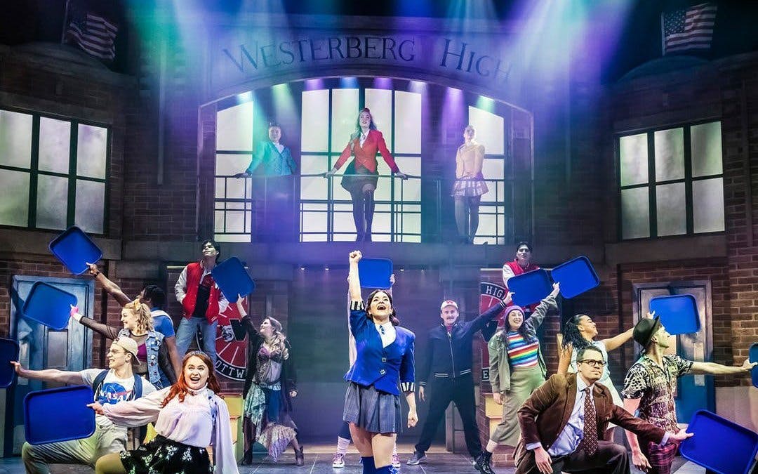 Performers on stage during Heathers the Musical at Westerberg High, West End production