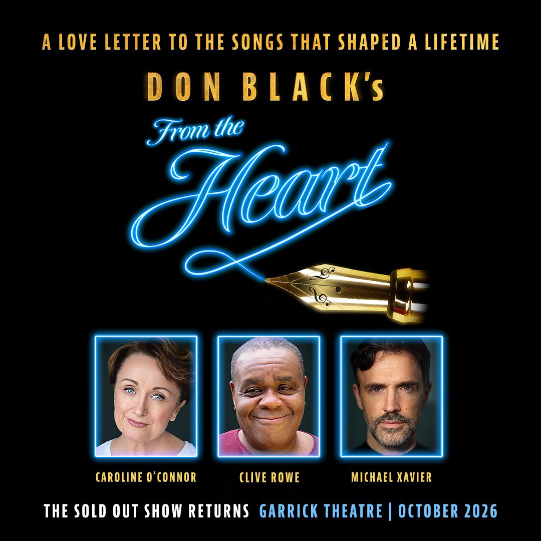 From The Heart key art with Caroline O'Connor, Clive Rowe and Michael Xavier, cast photos by Benji Finehaigh