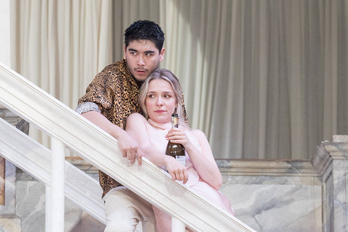 Production photograph from Much Ado About Nothing at Shakespeare's Globe