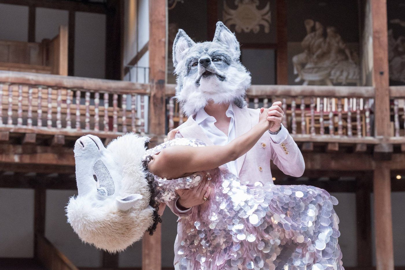 Production photograph from Much Ado About Nothing at Shakespeare's Globe
