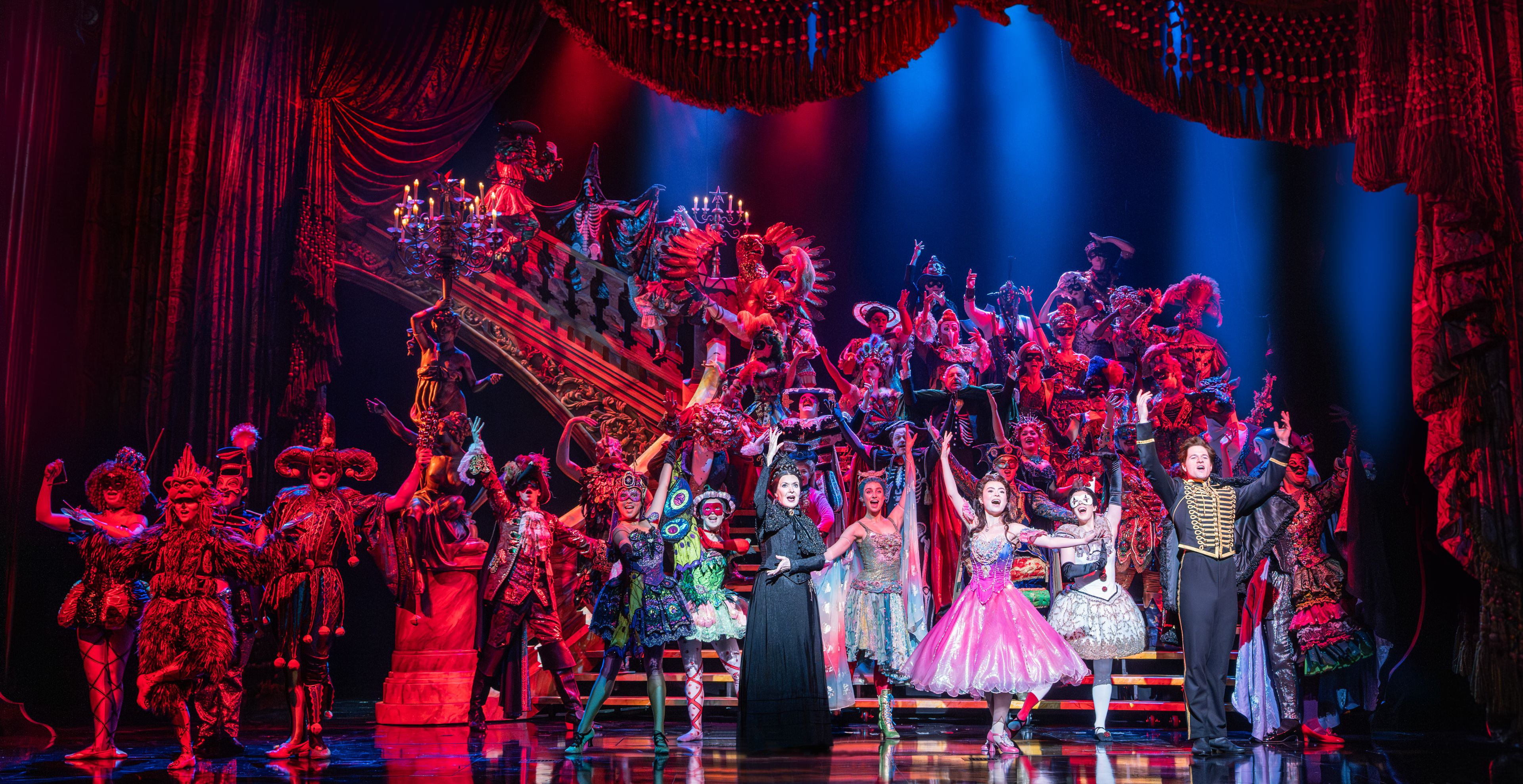 The company perform the Masquerade scene, The Phantom of the Opera. Photo by Johan Persson