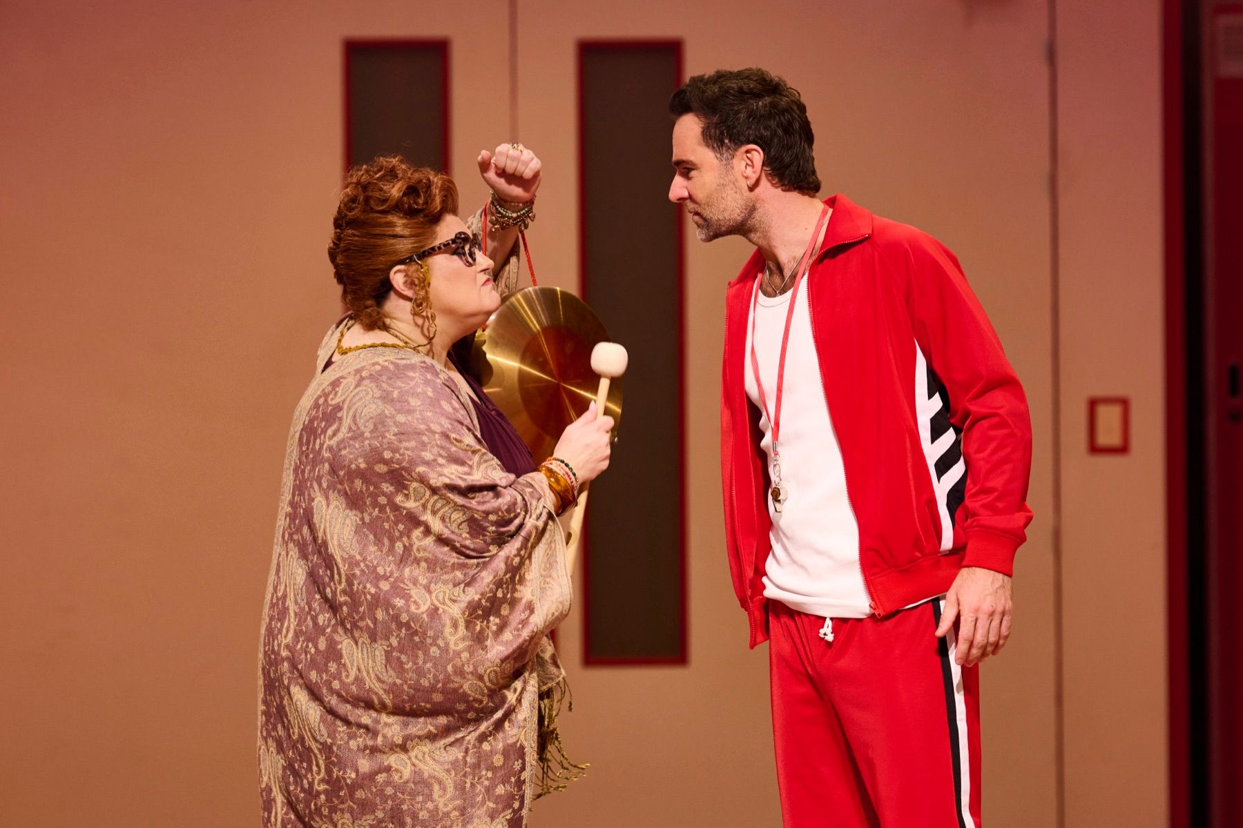 KayCee Stroh as Ms Darbus and Harry Judd as Coach Bolton in High School Musical (photo: Matt Crockett)