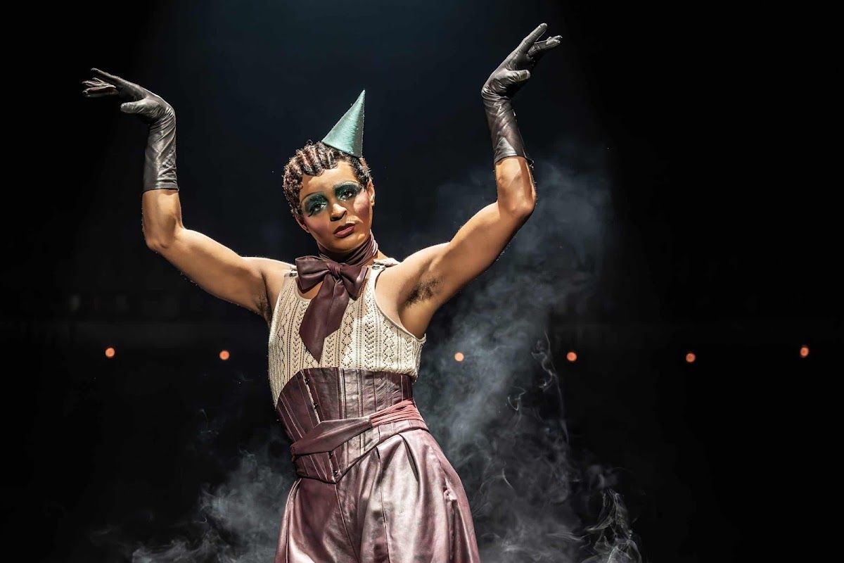 Cabaret scene from the West End production featuring the ensemble cast
