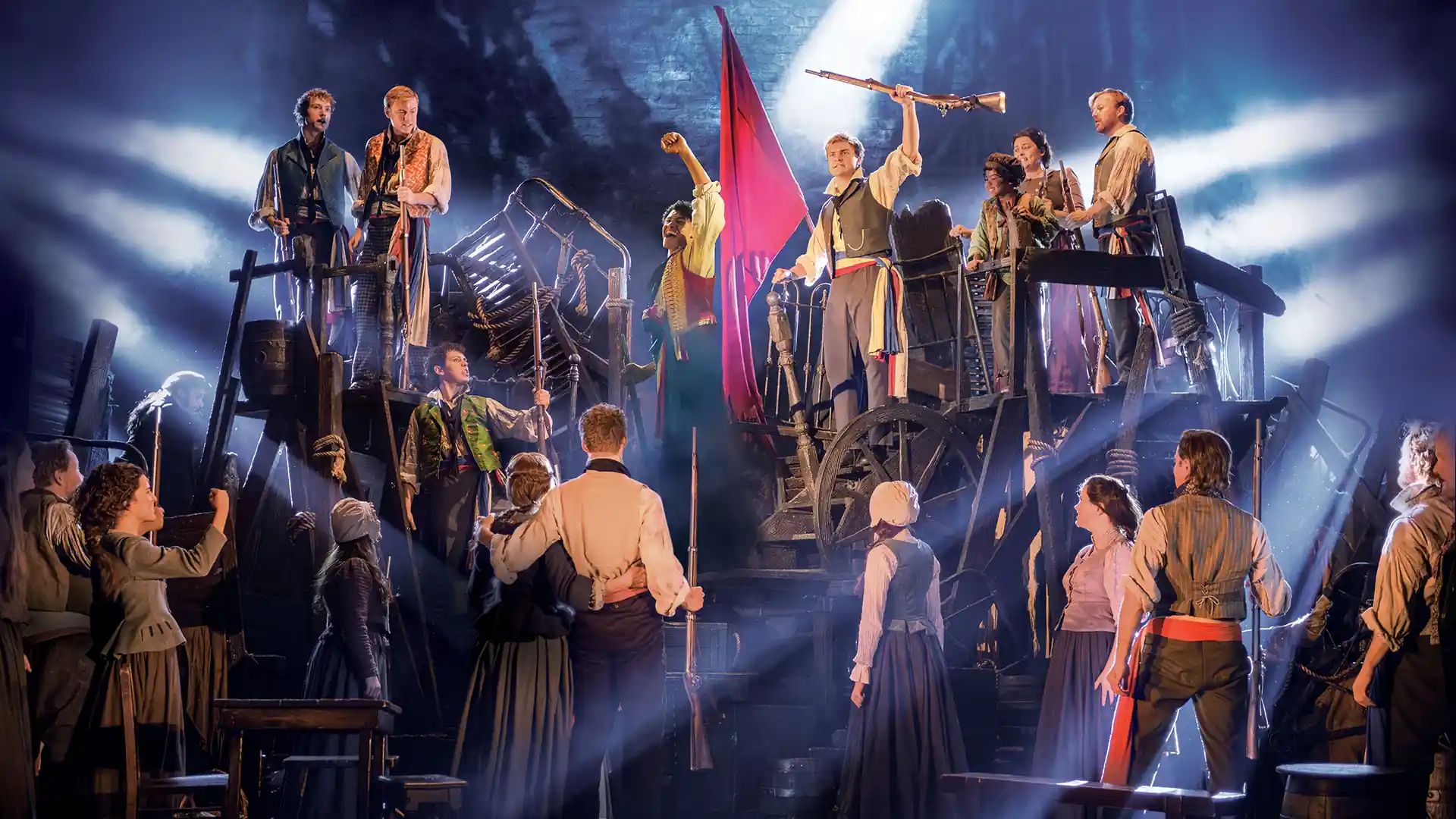 Les Misérables ensemble cast performing a showstopping musical number