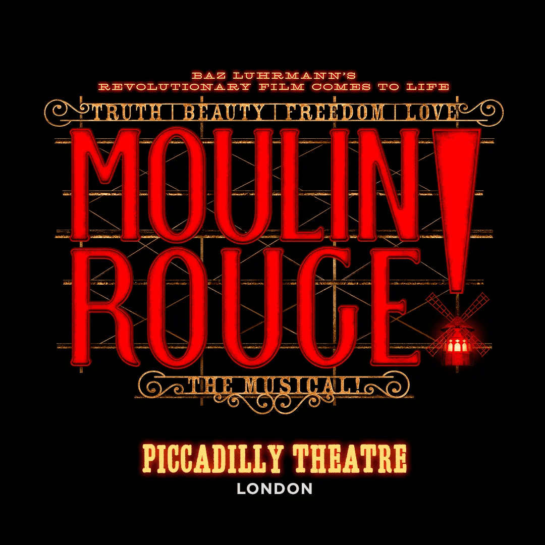 Stage set and lighting for Moulin Rouge! The Musical at its London West End theatre
