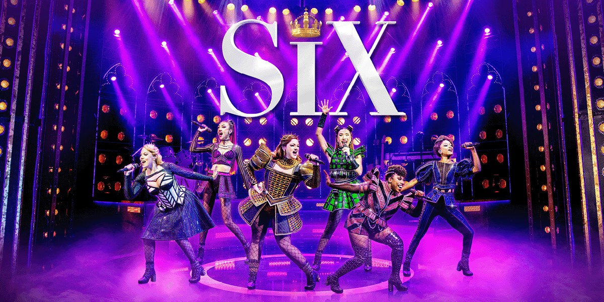 SIX The Musical musical theatre cast in costume during a live performance in London