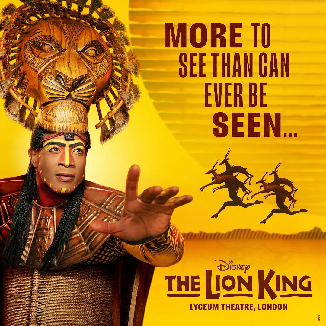 Stage set and lighting for The Lion King at its London West End theatre