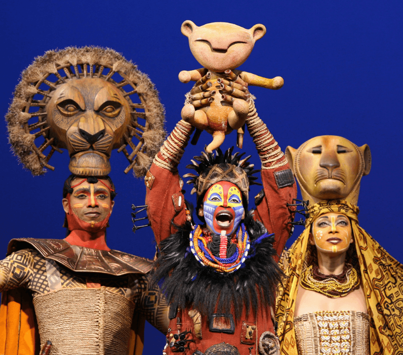 The Lion King ensemble cast performing a showstopping musical number
