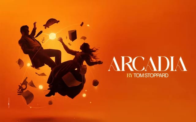 Actors on the country house set of Tom Stoppard's Arcadia at The Tom Stoppard Theatre in London
