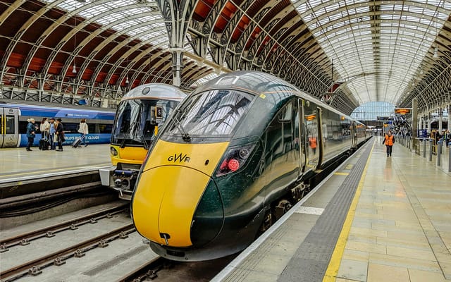 Train at London station platform for London to Liverpool transfer.